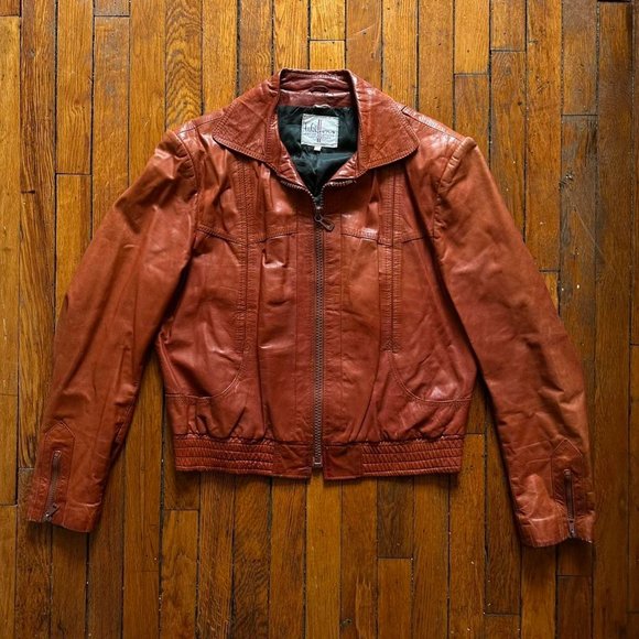 Vintage 60s Wilsons House of‎ Suede and Leather Men Clay Red Brown Bomber Jacket - Picture 1 of 6